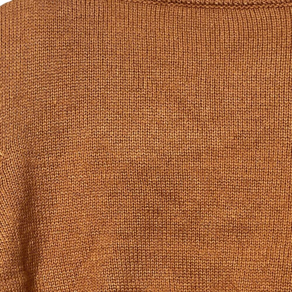 Shein Argyle Sweater Size Medium Preppy Tan Cropped Long Sleeve V Neck - Picture 7 of 8